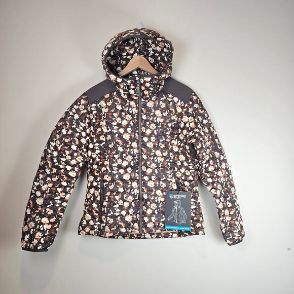 Kuhl Autumn Floral Spyfire Hoody Size M Womens Full Zip Goose Down Coat Jacket